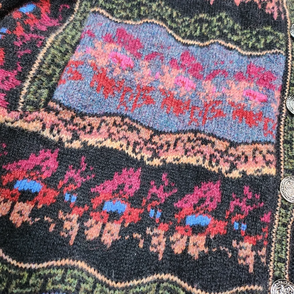 Icelandic Design | Vibrant Wool Button Up Sweater Coat AS-IS | Med/Large - Picture 4 of 12